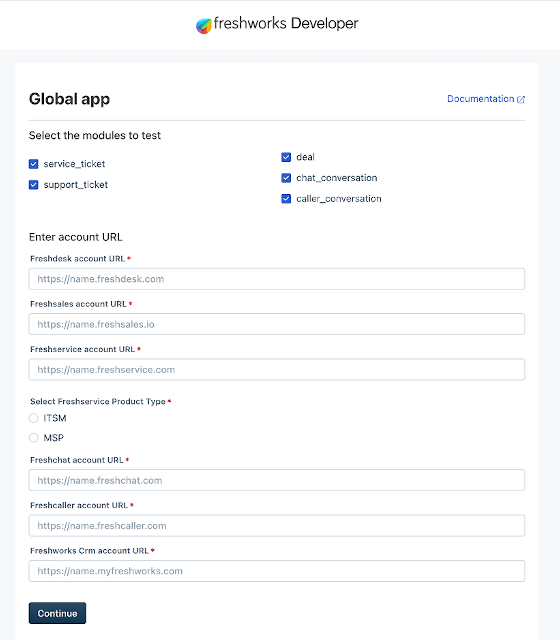 Image of a sample System settings page with provision to enter endpoint URLs