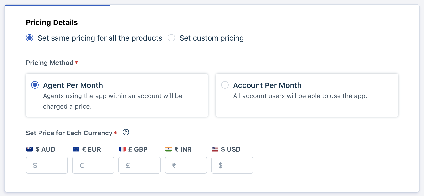 Set same pricing for all products