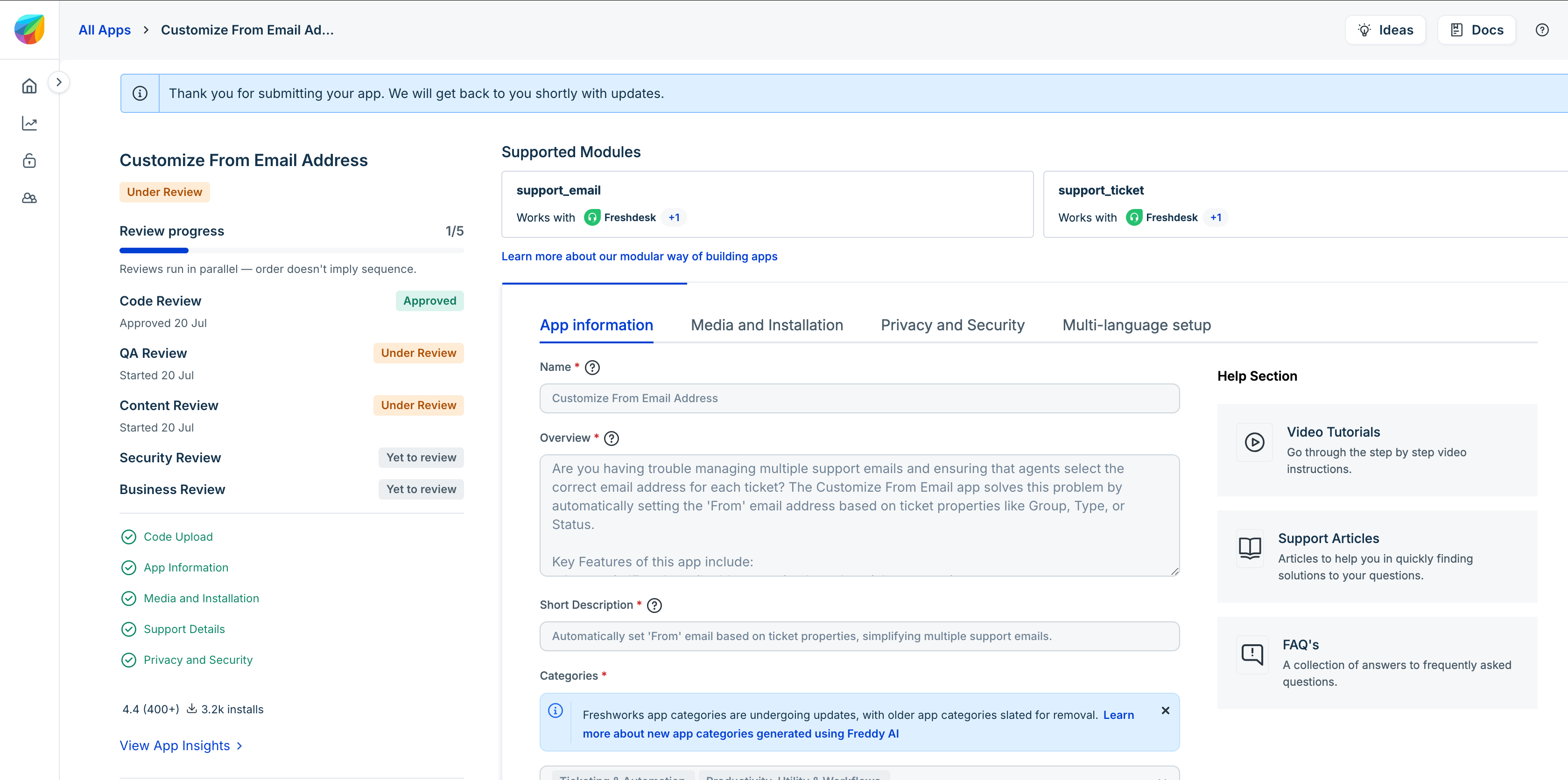 Image of app in Asset Details page